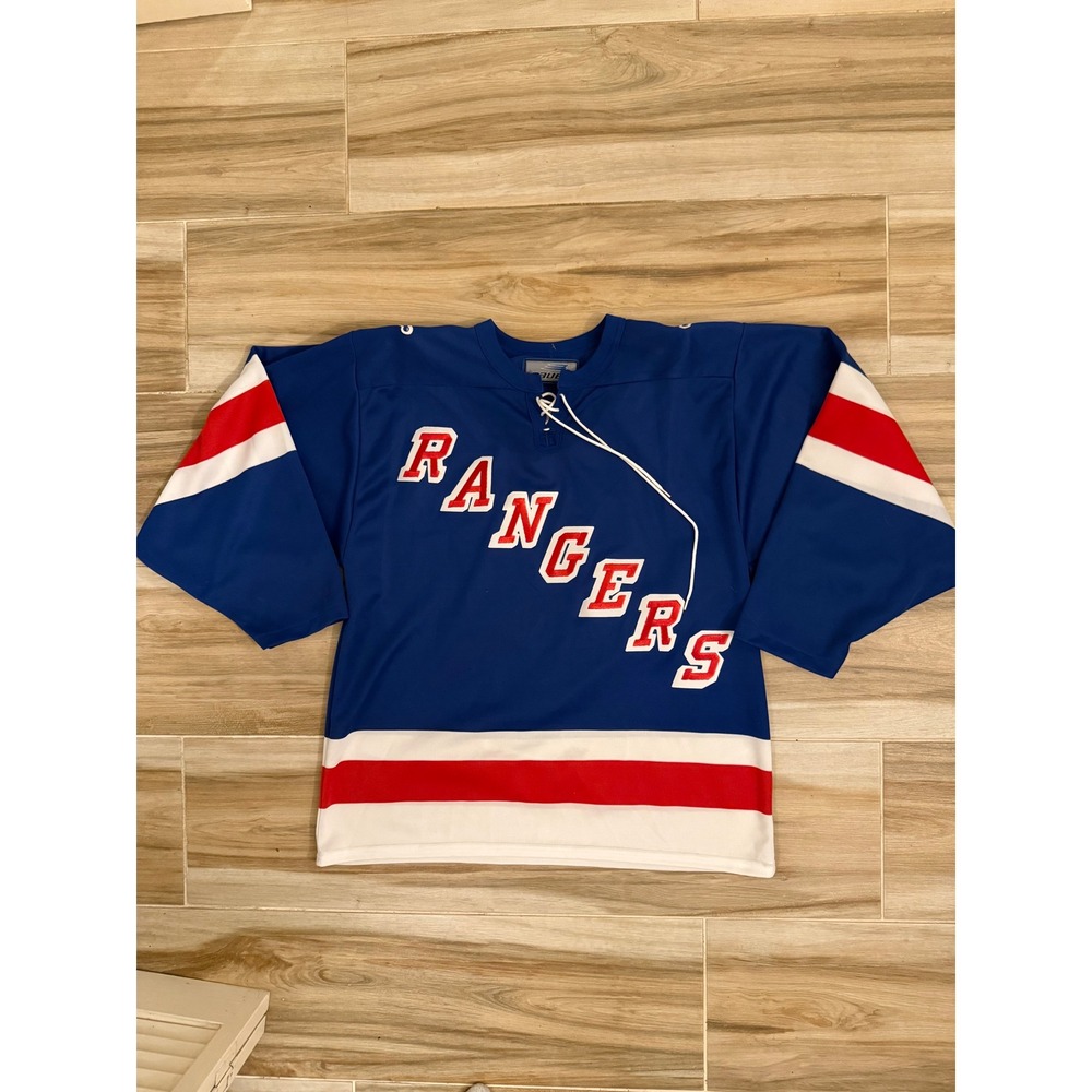 Bauer Kitchener Rangers Hockey Jersey Mens Medium Blue Kinkel 37 Made in Canada